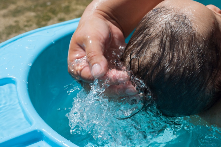 washing baby's hair