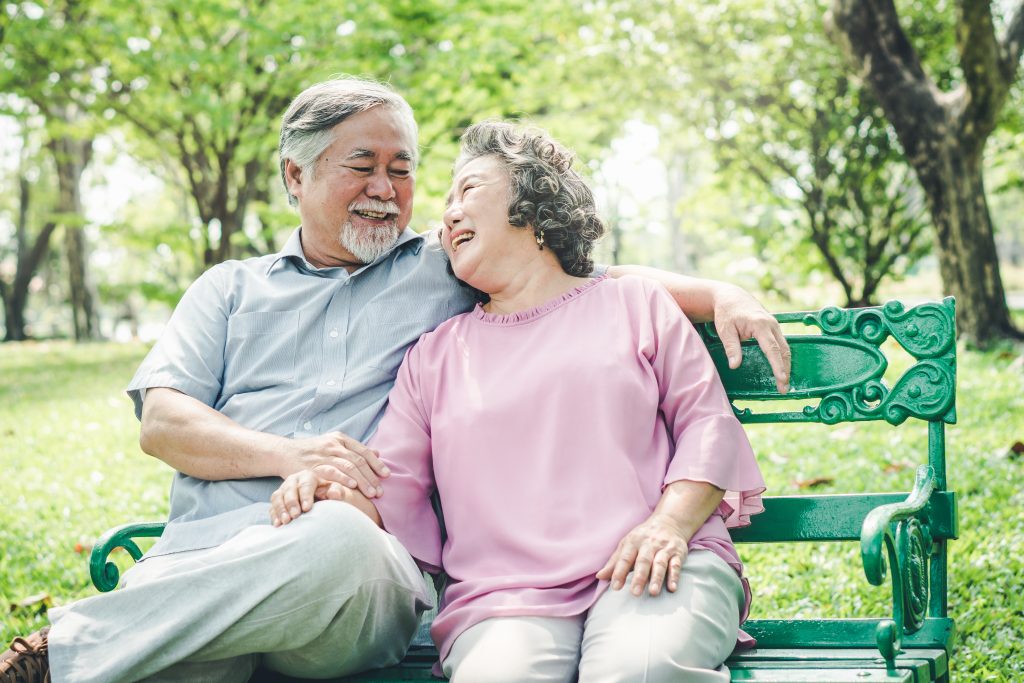 two grandparents bonding