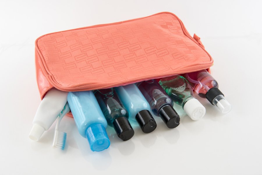 hair essentials in a travel pack bag