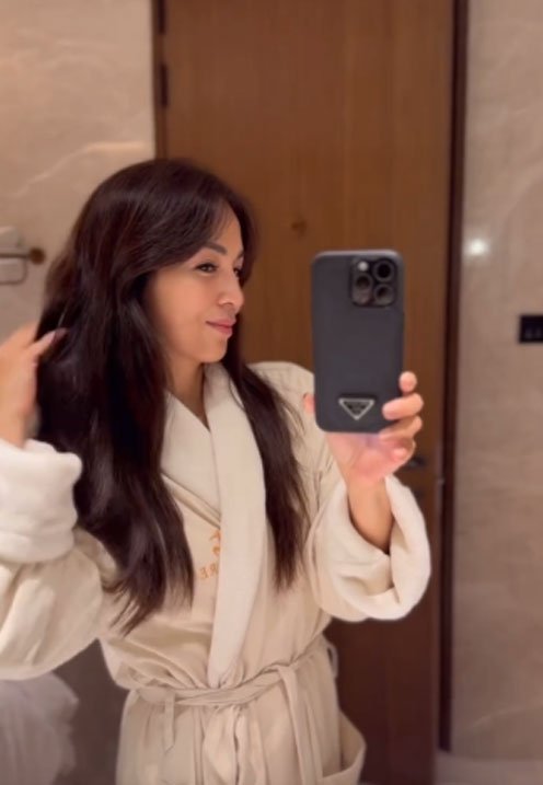 Aubrey showing off her hair