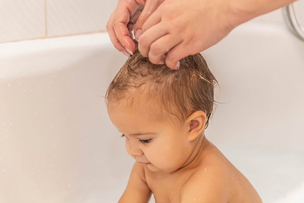 washing baby's hair