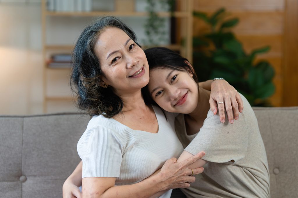 mother and daughter hugging