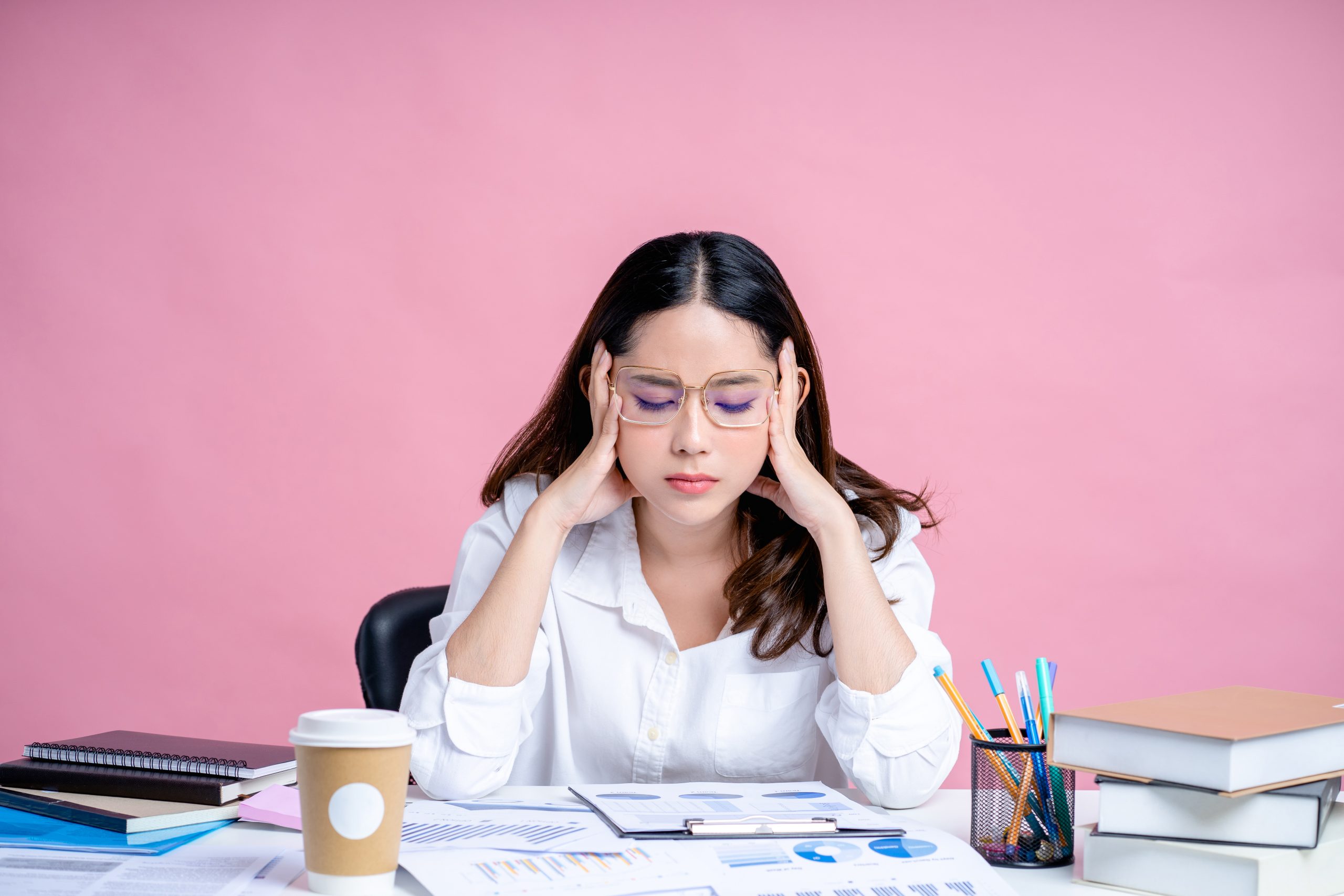 a woman being stressed on her work